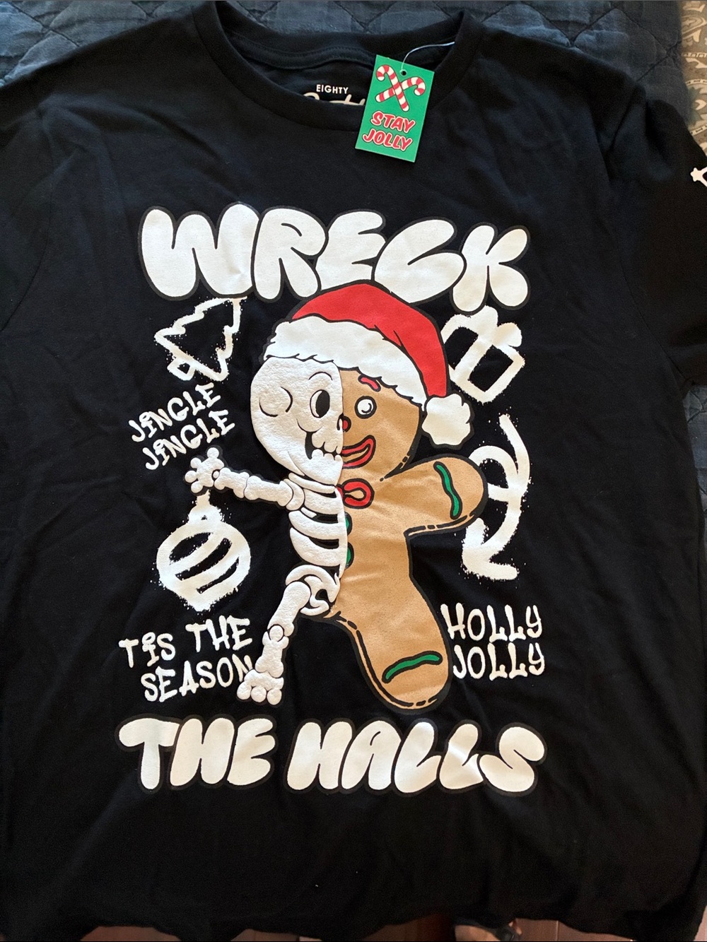 Eighty Eight Black Holiday 'Wreck the Halls' Gingerbread Skeleton Tee